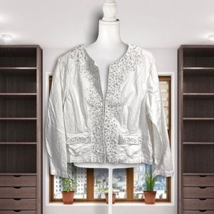 Chico's Platinum (3) collection womens detailed Summer jacket white